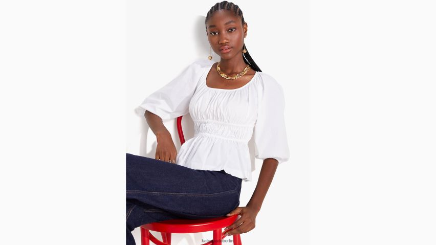 de Kate Spade Frauen Popeline-Riviera-Oberteil frisches Weiß NB82J2871 Bekleidung