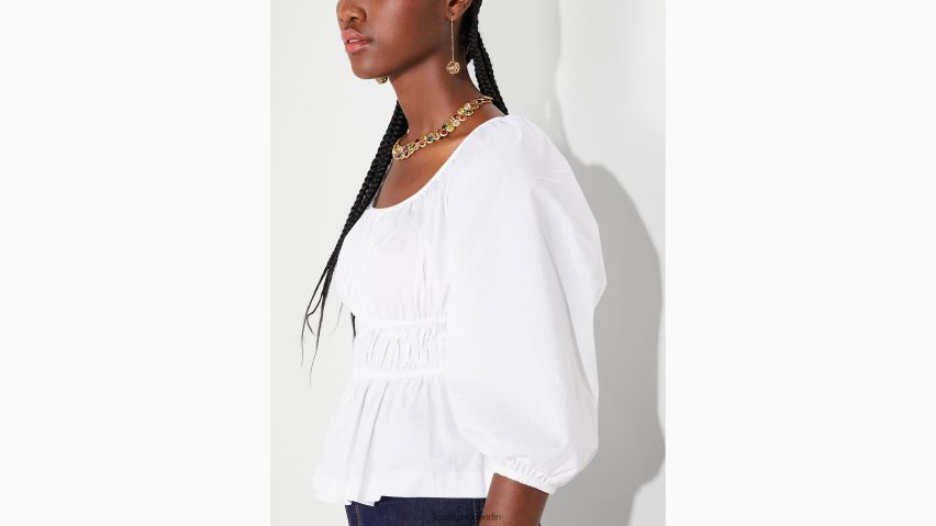 de Kate Spade Frauen Popeline-Riviera-Oberteil frisches Weiß NB82J2871 Bekleidung