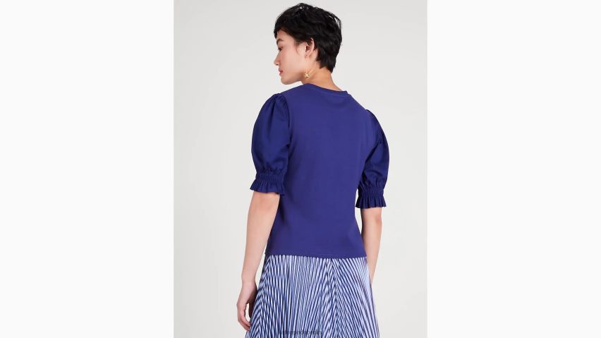 de Kate Spade Frauen Popeline-T-Shirt mit Puffärmeln Französische Marine NB82J2900 Bekleidung