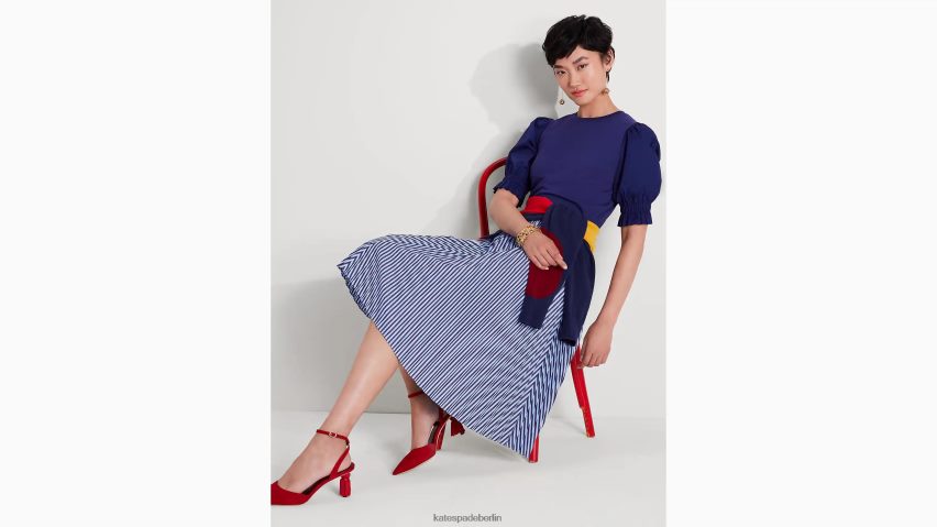 de Kate Spade Frauen Popeline-T-Shirt mit Puffärmeln Französische Marine NB82J2900 Bekleidung