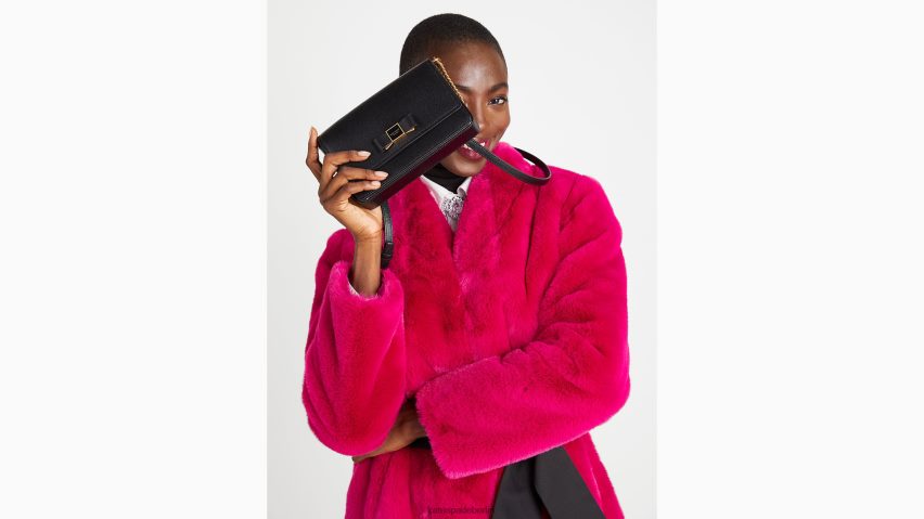 de Kate Spade Frauen Portemonnaie mit Morgan-Schleife und Klappenkette Schwarz NB82J2313 Zubehör