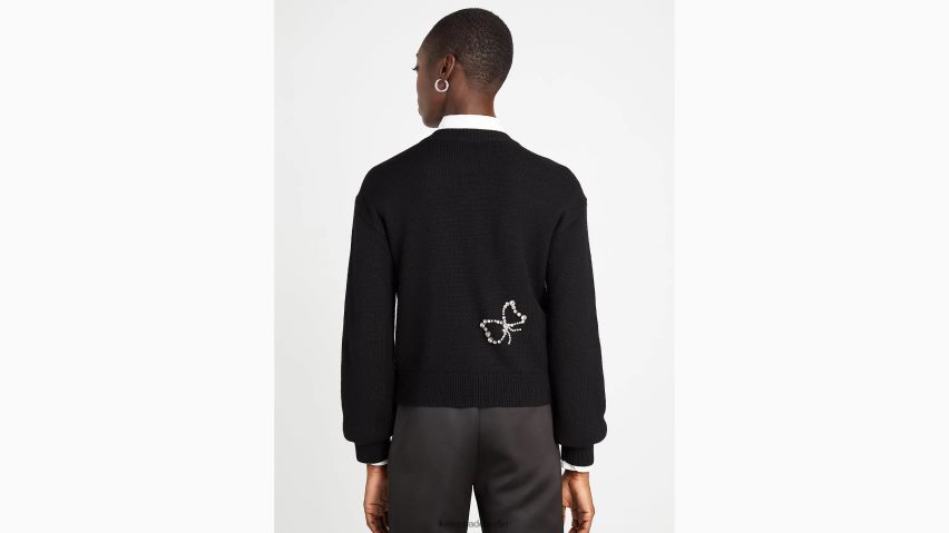 de Kate Spade Frauen Pullover mit Strassschleife Schwarz NB82J2960 Bekleidung