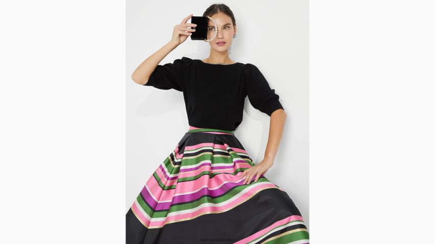 de Kate Spade Frauen Pullover mit U-Boot-Ausschnitt und Strassbesatz Schwarz NB82J2859 Bekleidung