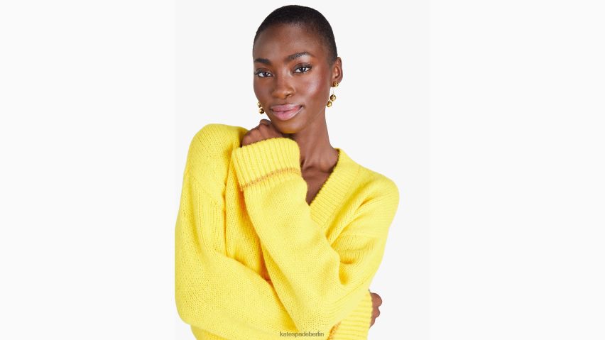 de Kate Spade Frauen Pullover mit V-Ausschnitt Safrangelb NB82J2881 Bekleidung