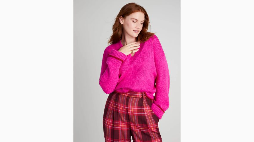 de Kate Spade Frauen Pullover mit V-Ausschnitt helles Geißblatt NB82J2882 Bekleidung