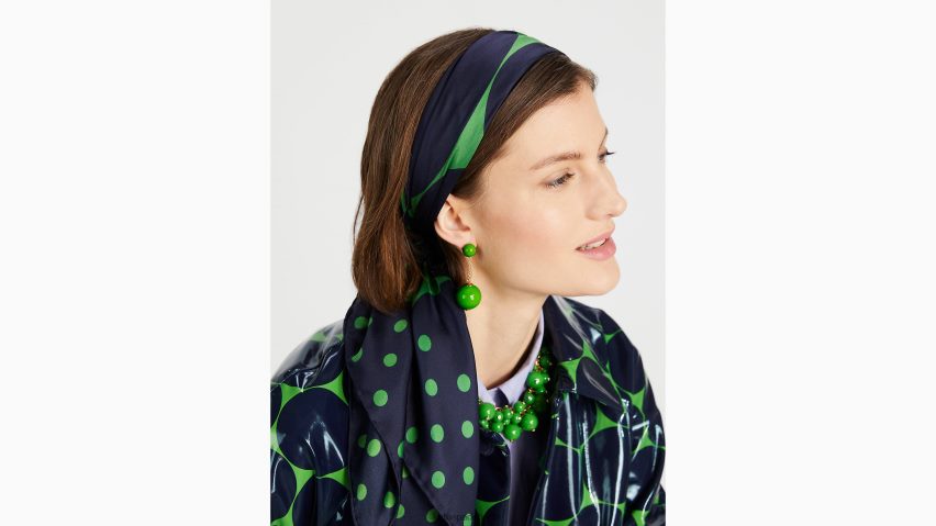 de Kate Spade Frauen Quadratischer Schal aus Seide mit Punkten „Joy“ Blazer blau NB82J21456 Zubehör