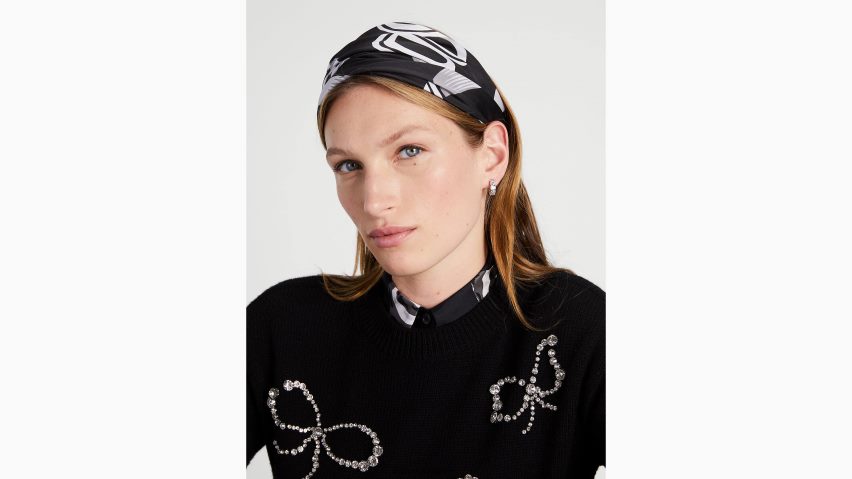 de Kate Spade Frauen Quadratischer Seidenschal mit Schleifen und Bändern Schwarz NB82J21437 Zubehör