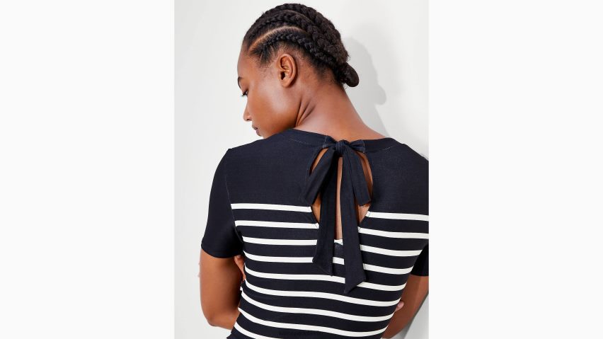 de Kate Spade Frauen Rashguard-Oberteil mit bretonischen Streifen Schwarz NB82J2793 Bekleidung