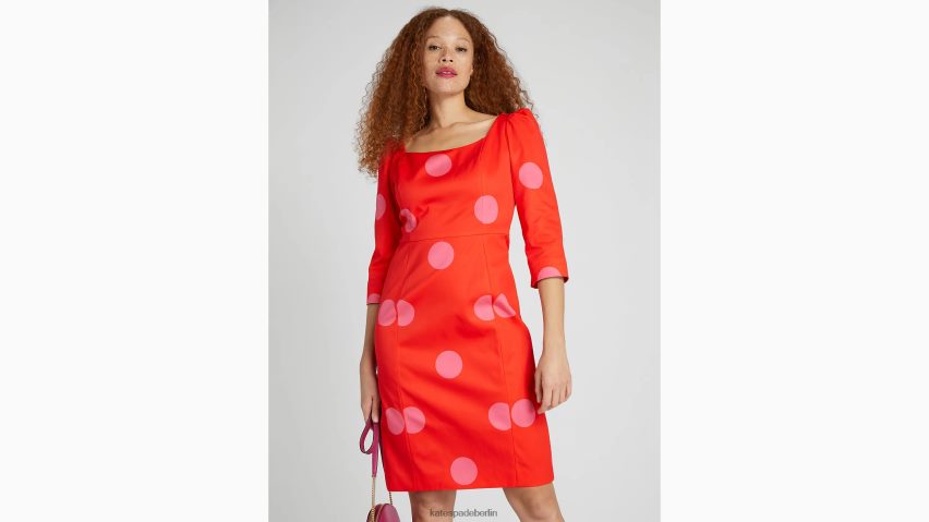 de Kate Spade Frauen Riesiges Etuikleid aus gepunktetem Faille Flamme scharlachrot NB82J2866 Bekleidung