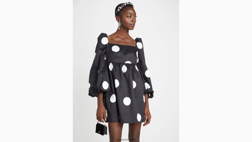 de Kate Spade Frauen Riesiges Kleid aus gepunktetem Faille Schwarz NB82J2908 Bekleidung