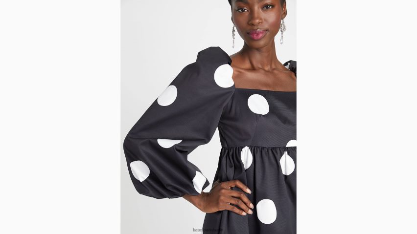 de Kate Spade Frauen Riesiges Kleid aus gepunktetem Faille Schwarz NB82J2908 Bekleidung