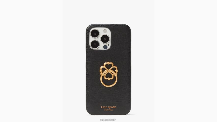 de Kate Spade Frauen Ringständer-Hülle aus Saffiano-Leder für das iPhone 13 Pro Schwarz NB82J21446 Zubehör