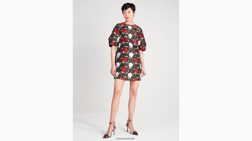 de Kate Spade Frauen Rosengarten-Brokatkleid schwarz-multi NB82J2911 Bekleidung