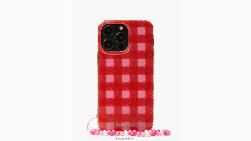 de Kate Spade Frauen Sam Icon Glitzer-Gingham-Armbandhülle für das iPhone 14 Pro Max rosa Wolke multi NB82J21287 Zubehör