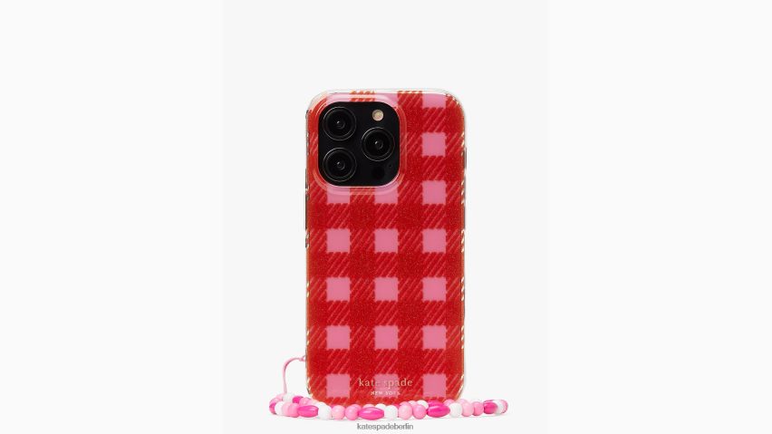 de Kate Spade Frauen Sam Icon Glitzer-Gingham-Armbandhülle für das iPhone 14 Pro rosa Wolke multi NB82J21286 Zubehör