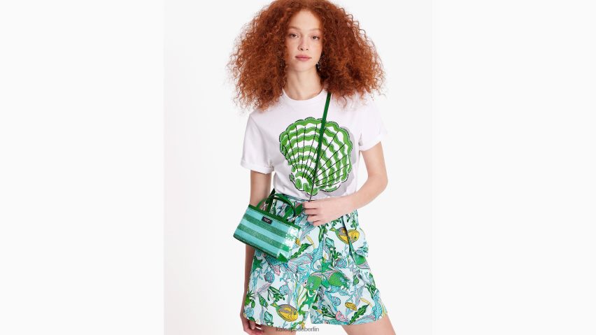 de Kate Spade Frauen Sam Icon Seaside Stripe Mini-Tasche mit Pailletten frisches Grün multi NB82J216 Zubehör