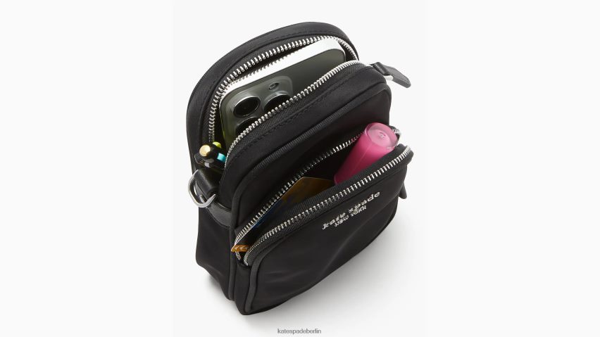de Kate Spade Frauen Sam Ksnyl Nylon North South Phone Umhängetasche Schwarz NB82J277 Zubehör