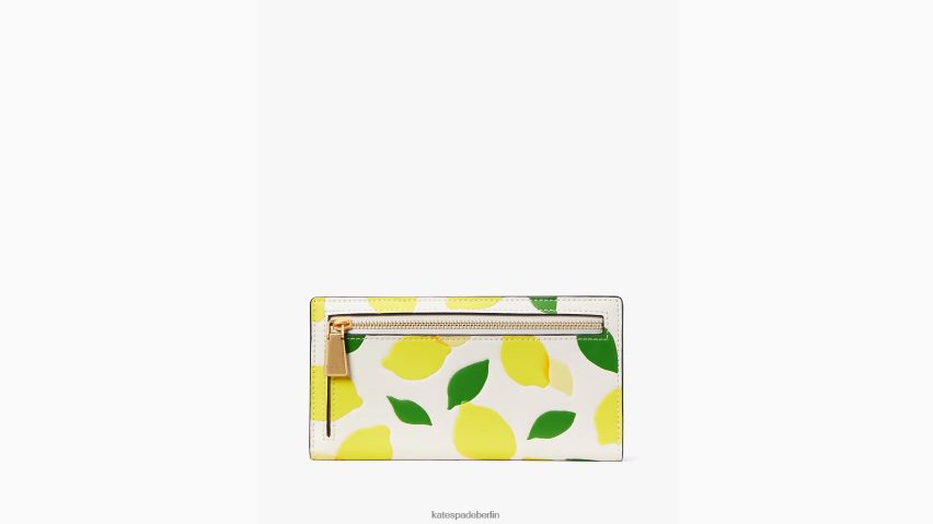 de Kate Spade Frauen Schlanke Bifold-Geldbörse mit Prägung „Morgan Lemon Toss“ Pergament multi NB82J2448 Zubehör