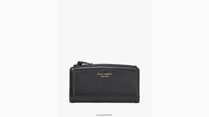 de Kate Spade Frauen Schlankes Portemonnaie mit Knotenreißverschluss Schwarz NB82J2455 Zubehör