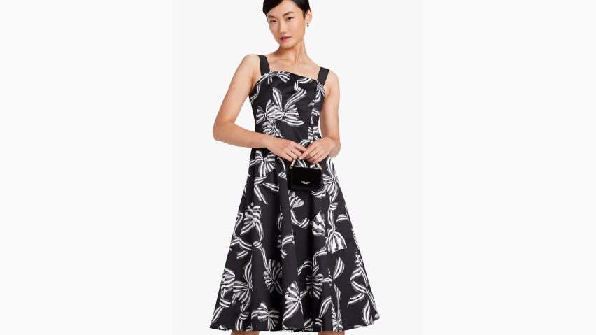 de Kate Spade Frauen Schleifenträgerkleid mit Schleife Schwarz NB82J2884 Bekleidung