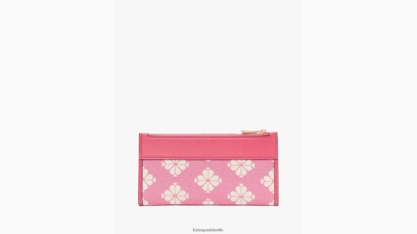 de Kate Spade Frauen Schmales Portemonnaie aus zweifarbigem Canvas mit Blumenmuster und Reißverschluss Bommel rosa bunt NB82J2421 Zubehör