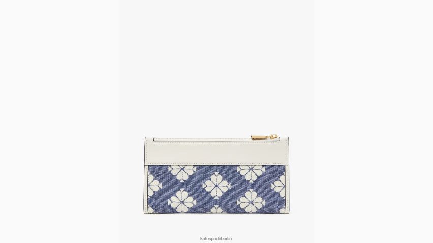 de Kate Spade Frauen Schmales Portemonnaie aus zweifarbigem Canvas mit Blumenmuster und Reißverschluss Halo weiß multi NB82J2422 Zubehör