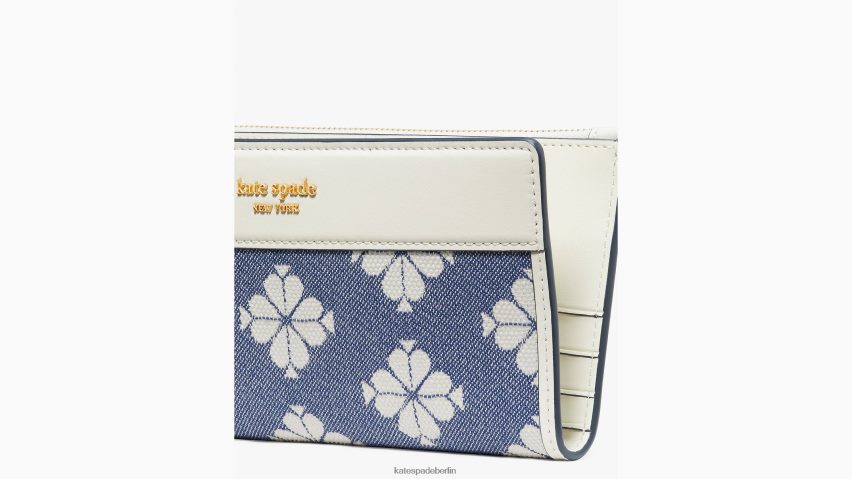 de Kate Spade Frauen Schmales Portemonnaie aus zweifarbigem Canvas mit Blumenmuster und Reißverschluss Halo weiß multi NB82J2422 Zubehör