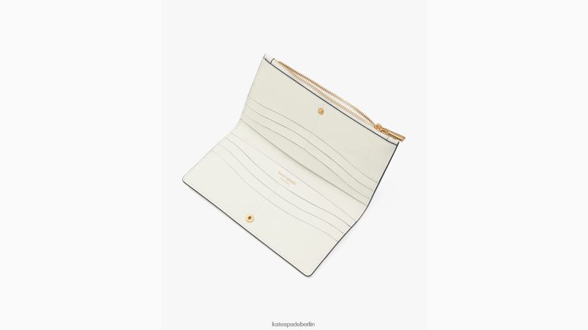 de Kate Spade Frauen Schmales Portemonnaie aus zweifarbigem Canvas mit Blumenmuster und Reißverschluss Halo weiß multi NB82J2422 Zubehör