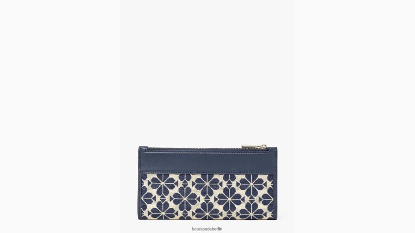 de Kate Spade Frauen Schmales Portemonnaie mit Blumen-Jacquard-Reißverschluss blau mehrfarbig NB82J2393 Zubehör
