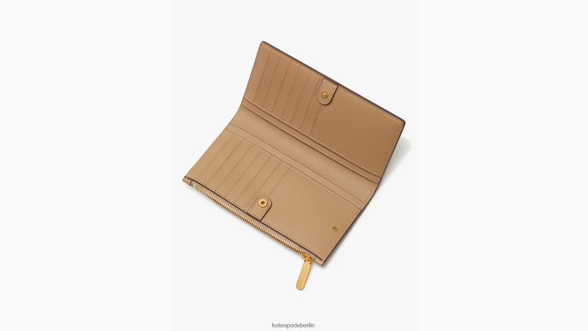 de Kate Spade Frauen Schmales Portemonnaie mit Blumen-Jacquard-Reißverschluss natürliches Multi NB82J2367 Zubehör