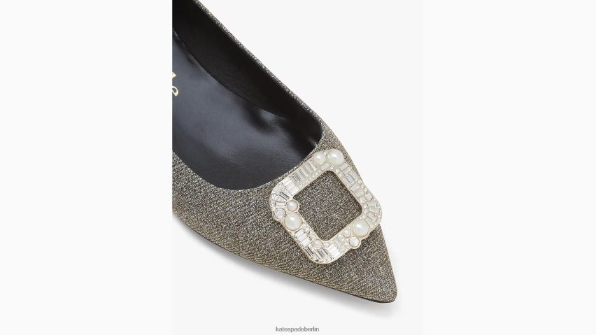 de Kate Spade Frauen Schnallen Sie sich die flachen Schuhe an Schwarz-Gold-Silber NB82J2596 Schuhwerk