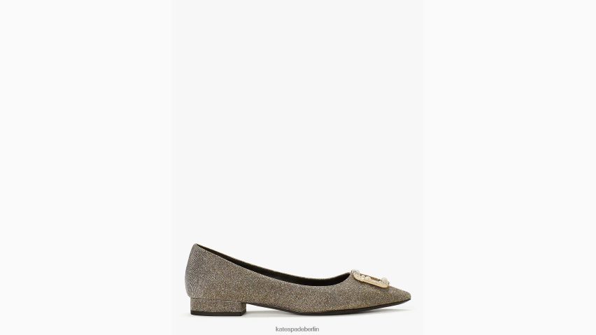de Kate Spade Frauen Schnallen Sie sich die flachen Schuhe an Schwarz-Gold-Silber NB82J2596 Schuhwerk