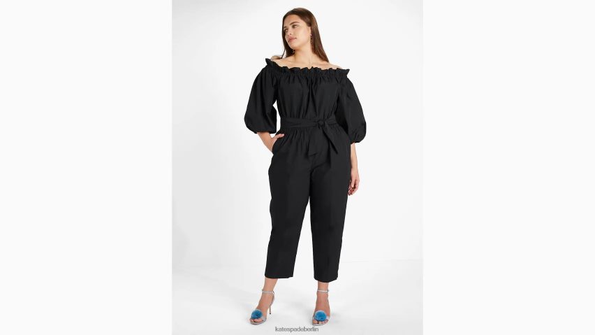 de Kate Spade Frauen Schulterfreier Overall aus Taft Schwarz NB82J2770 Bekleidung