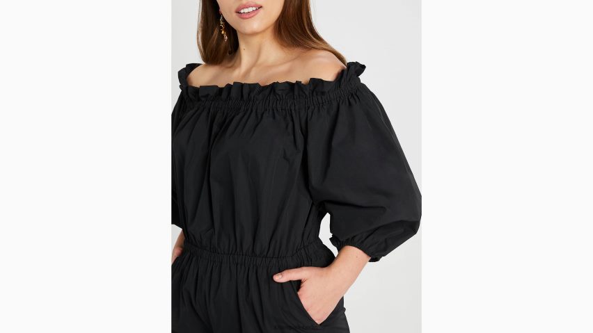 de Kate Spade Frauen Schulterfreier Overall aus Taft Schwarz NB82J2770 Bekleidung