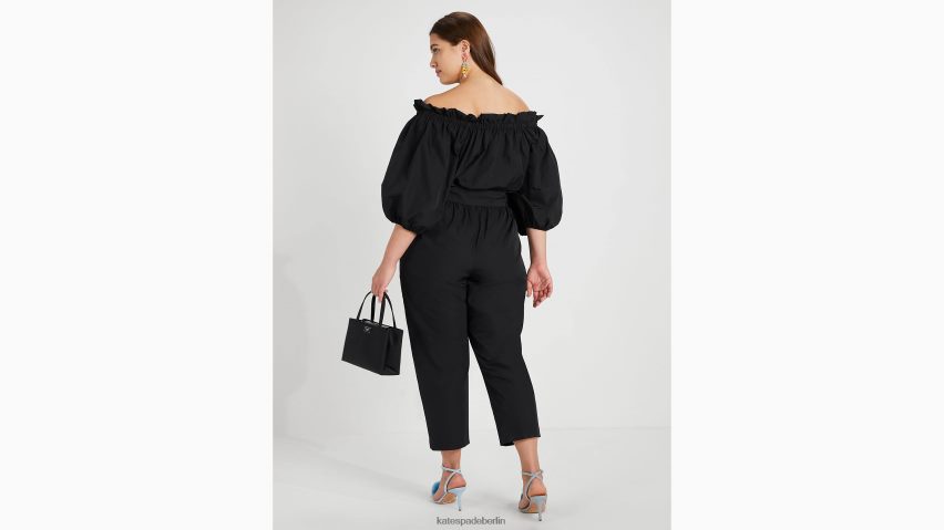 de Kate Spade Frauen Schulterfreier Overall aus Taft Schwarz NB82J2770 Bekleidung