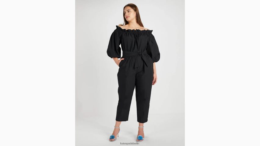 de Kate Spade Frauen Schulterfreier Overall aus Taft Schwarz NB82J2770 Bekleidung