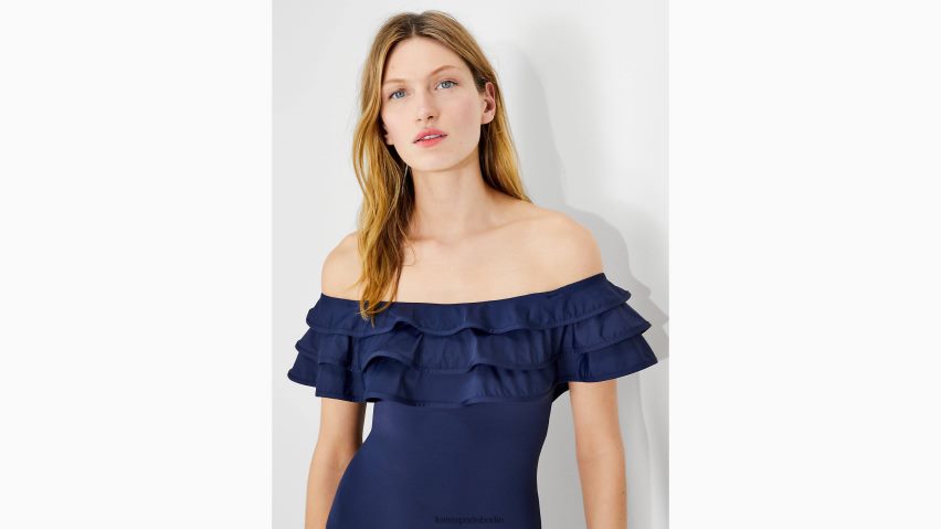 de Kate Spade Frauen Schulterfreier Palm Beach-Rüschen-Einteiler Blazer blau NB82J2799 Bekleidung