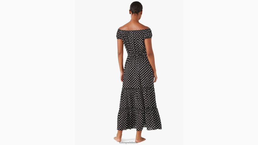 de Kate Spade Frauen Schulterfreies Cover-up-Maxikleid „Lia Dot“ Schwarz NB82J2806 Bekleidung