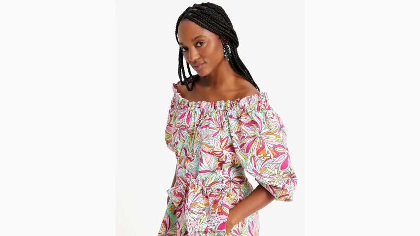 de Kate Spade Frauen Schulterfreies Kleid mit Anemonenblumenmuster Rosenmarmelade multi NB82J2689 Bekleidung