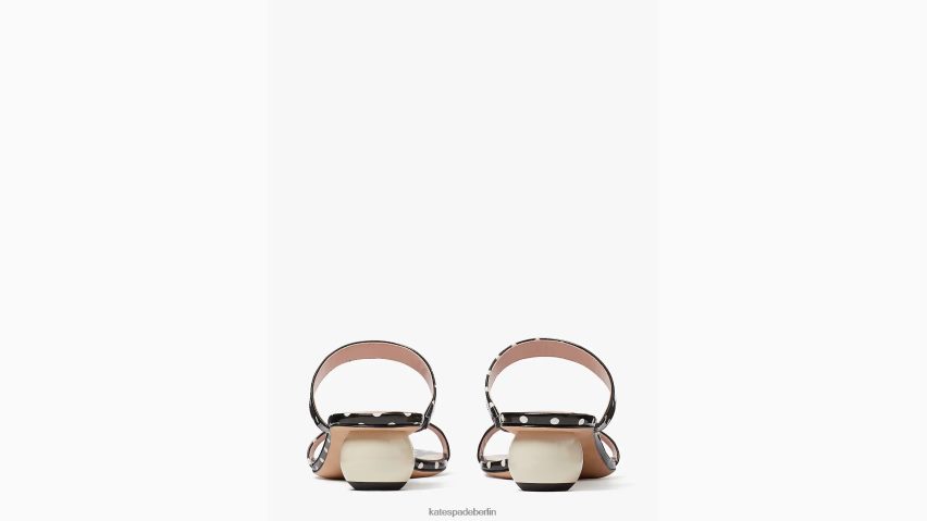 de Kate Spade Frauen Slide-Sandalen mit Palmfedern schwarz/creme NB82J2591 Schuhwerk