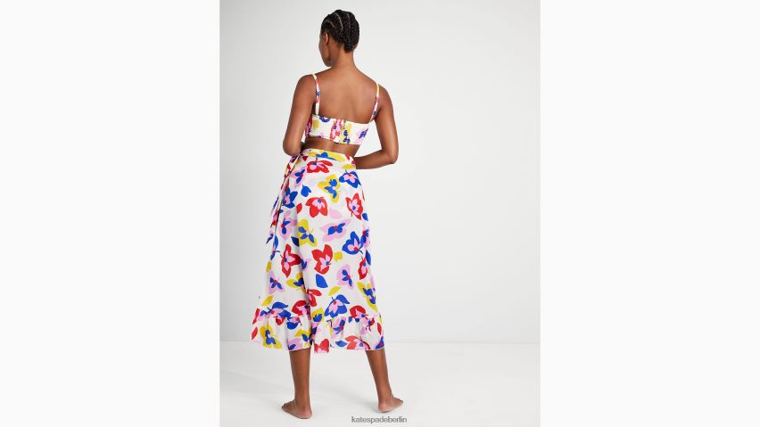 de Kate Spade Frauen Sommer-Pareo mit Blumenrüschen blass natürlich NB82J2868 Bekleidung