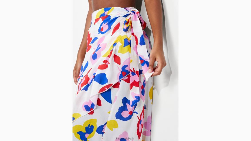de Kate Spade Frauen Sommer-Pareo mit Blumenrüschen blass natürlich NB82J2868 Bekleidung