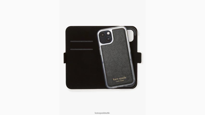 de Kate Spade Frauen Spencer iPhone 13 magnetische Wickelhülle im Folio-Design warmes Beige/Schwarz NB82J21407 Zubehör