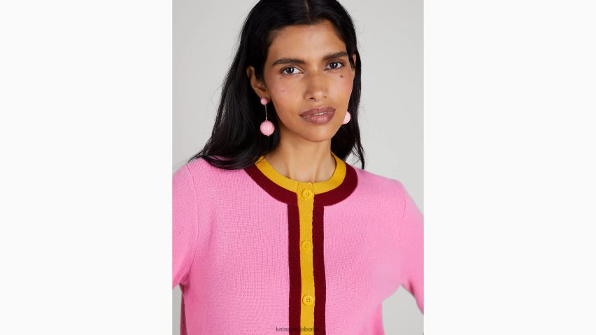 de Kate Spade Frauen Strickjacke aus Kaschmir mit Rundhalsausschnitt Grapefruitlimonade NB82J2914 Bekleidung