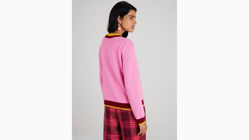 de Kate Spade Frauen Strickjacke aus Kaschmir mit Rundhalsausschnitt Grapefruitlimonade NB82J2914 Bekleidung