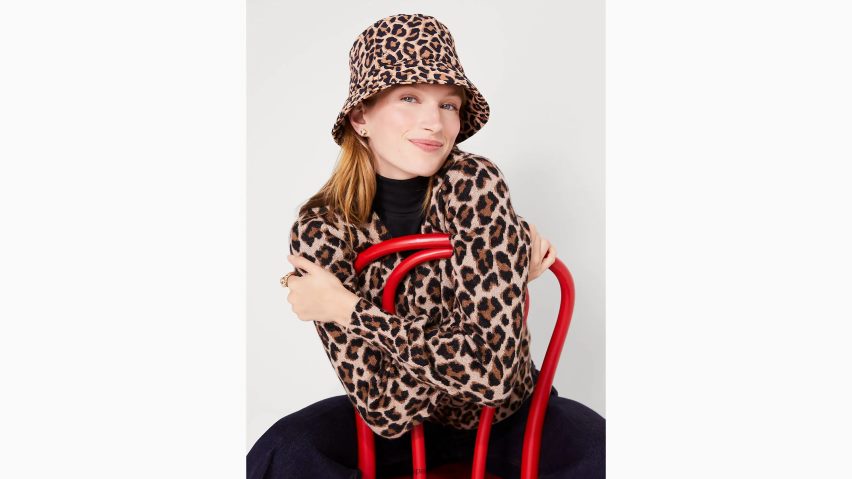 de Kate Spade Frauen Strickjacke mit Leopardenmuster geröstete Cashewnüsse NB82J2942 Bekleidung