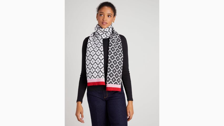 de Kate Spade Frauen Strickschal mit Blumenstreifen Schwarz NB82J21433 Zubehör