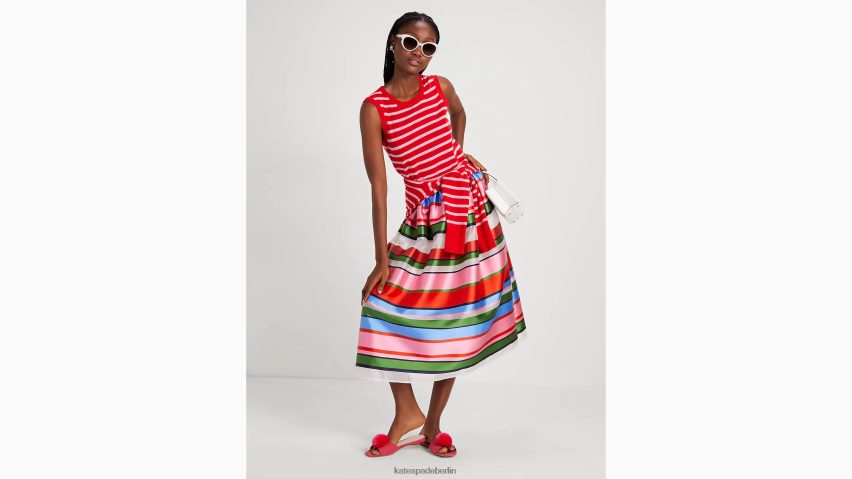 de Kate Spade Frauen Sunday-Streifen-Organza-Midirock Französisch Creme/Multi NB82J2754 Bekleidung