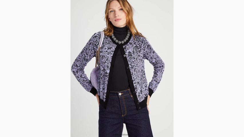 de Kate Spade Frauen Toile-Cardigan aus dem Jahr des Kaninchens Lavendelcreme NB82J2955 Bekleidung