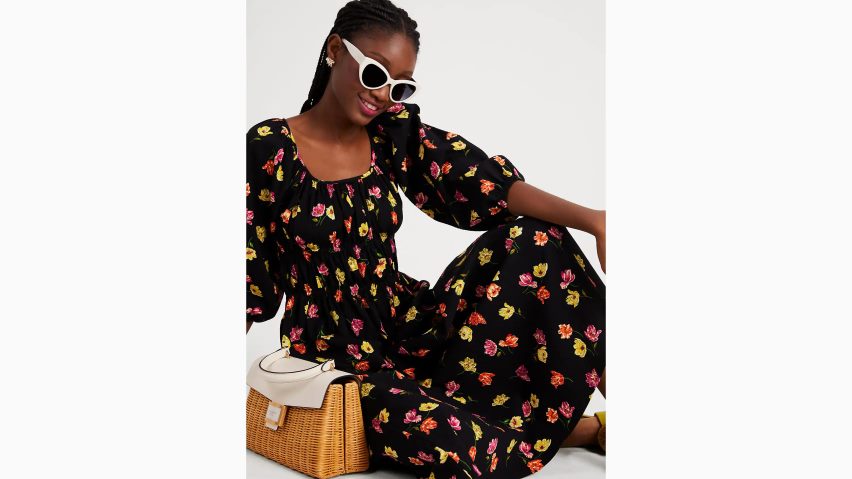 de Kate Spade Frauen Tulpenwurf-Riviera-Kleid Schwarz NB82J2733 Bekleidung